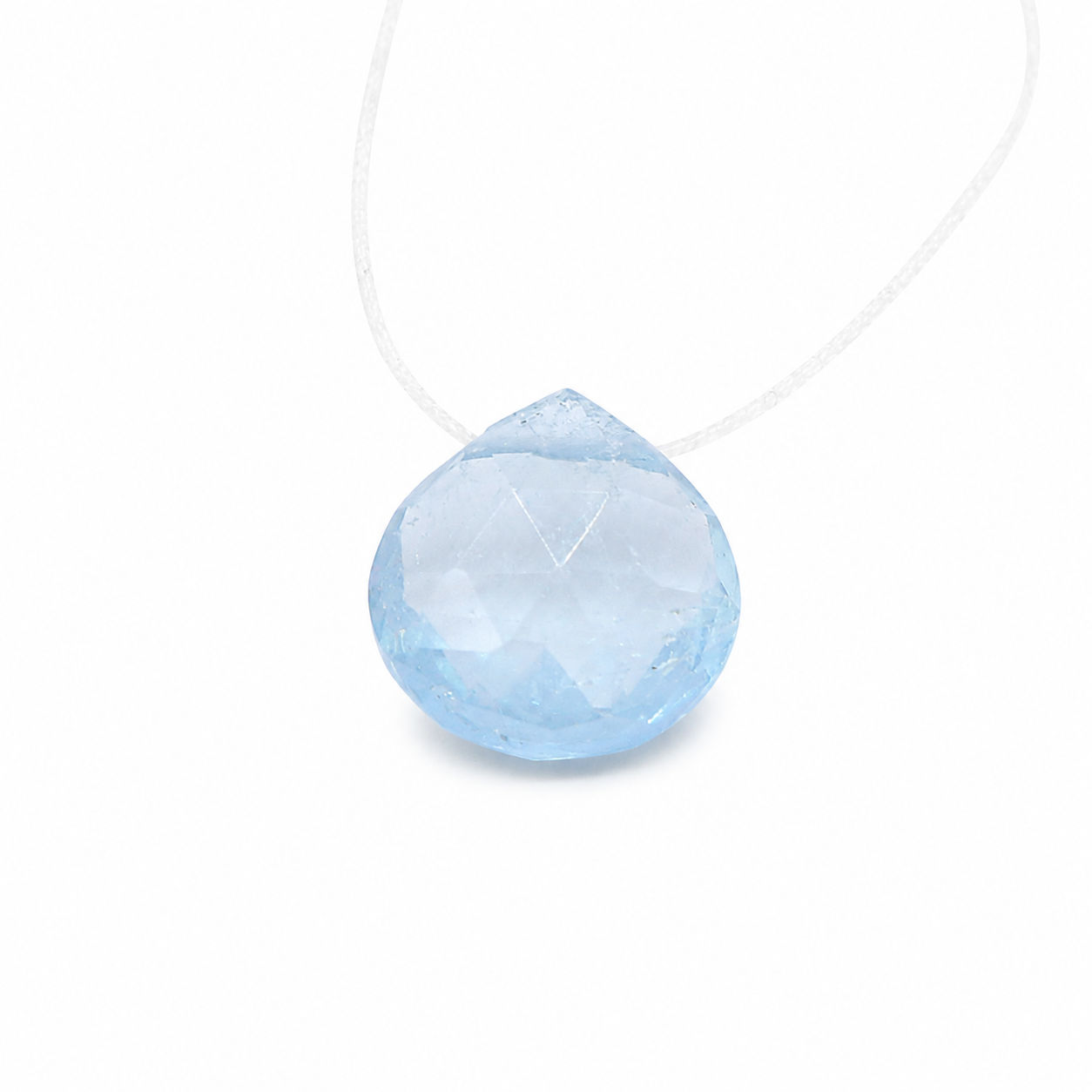 Aquamarine (Milky) Heart Shape Briolette (Tabeez) (Side Drill)