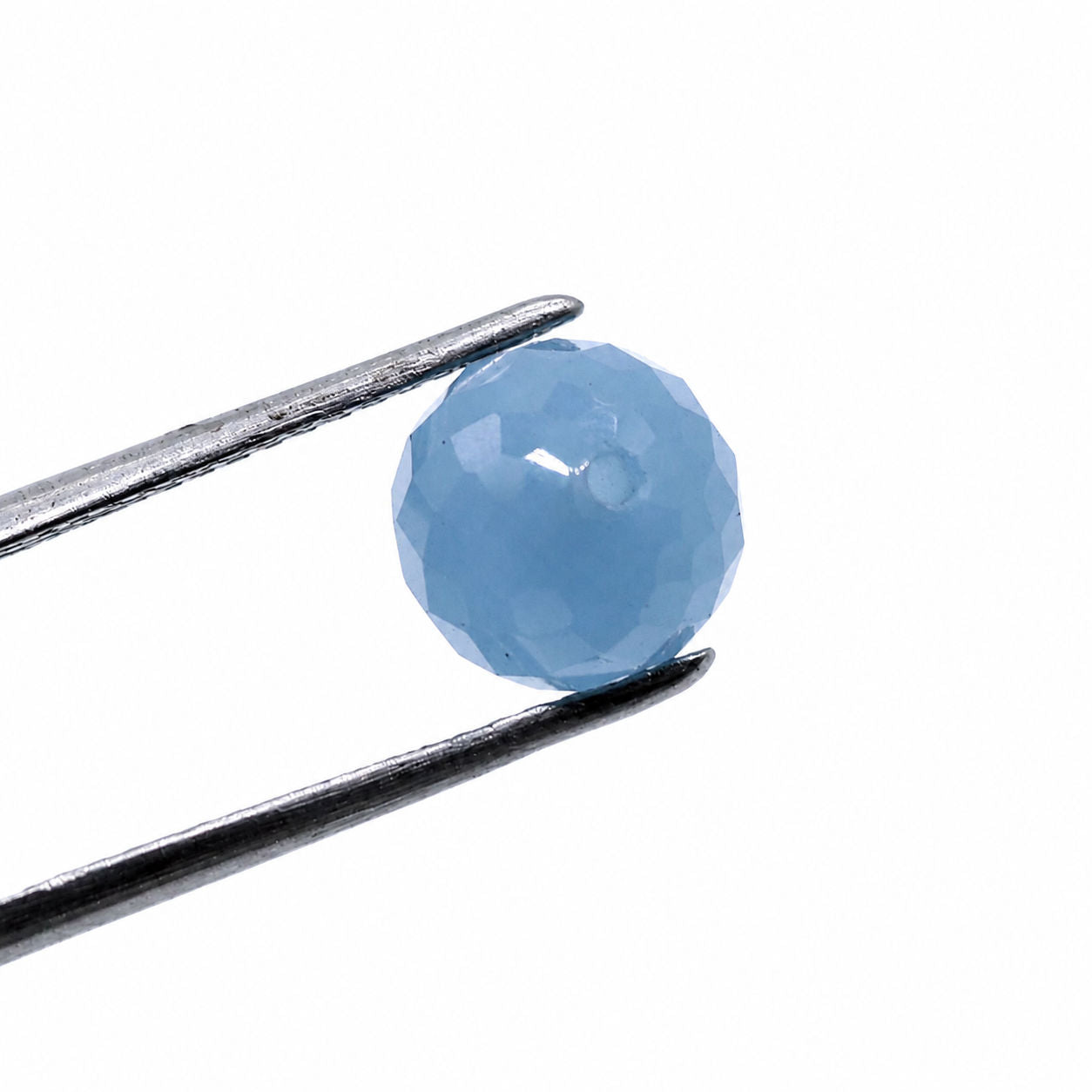 Aquamarine (Milky) Faceted Round Balls (Half Drill)
