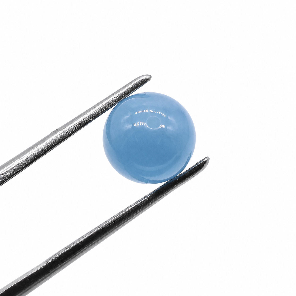 Aquamarine (Milky) Smooth Round Balls (Half Drill)