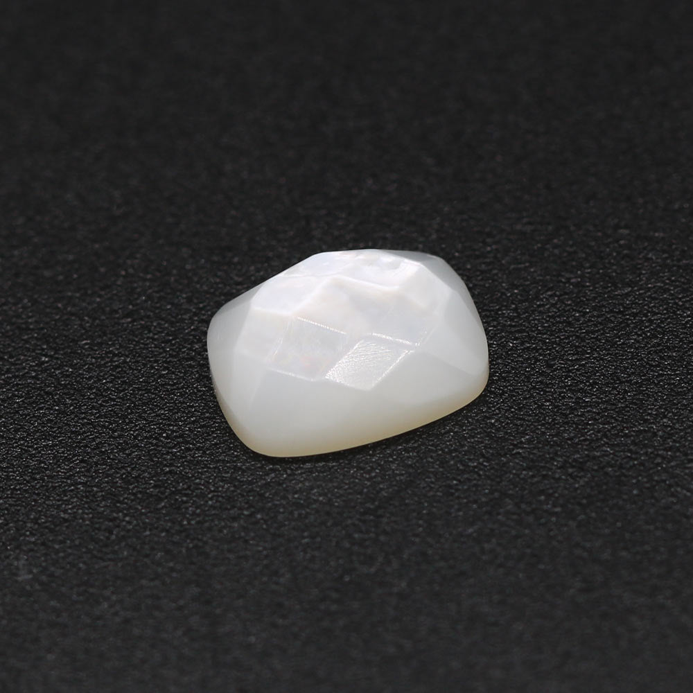 Mother of Pearl Elongated Cushion Checker Cut Faceted Cab