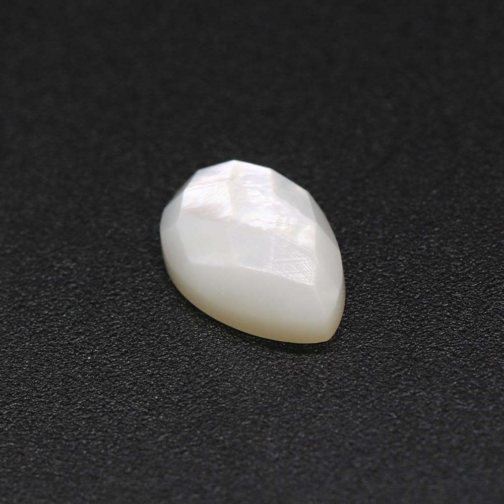 Mother of Pearl Pear Checker Cut Faceted Cab