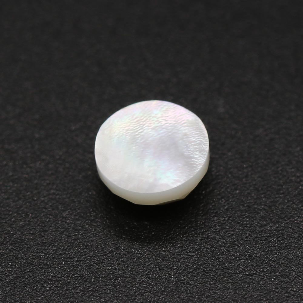 Mother of Pearl Round Checker Cut Faceted Cab