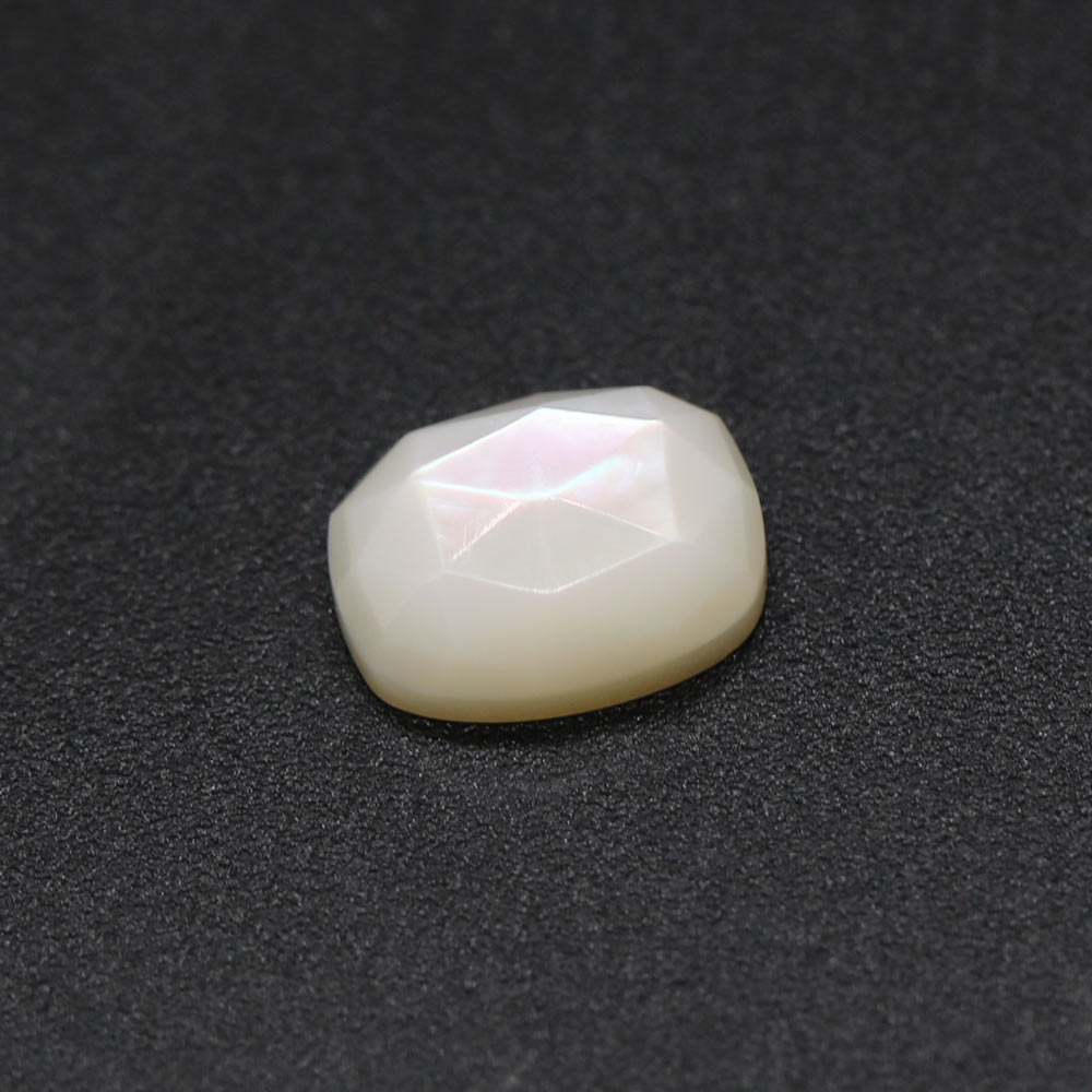 Mother of Pearl Elongated Cushion Rose Cut Faceted Cab