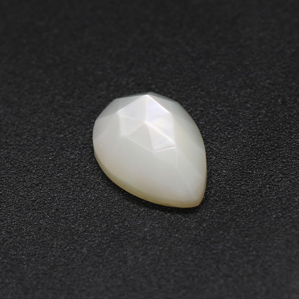 Mother of Pearl Pear Rose Cut Faceted Cab
