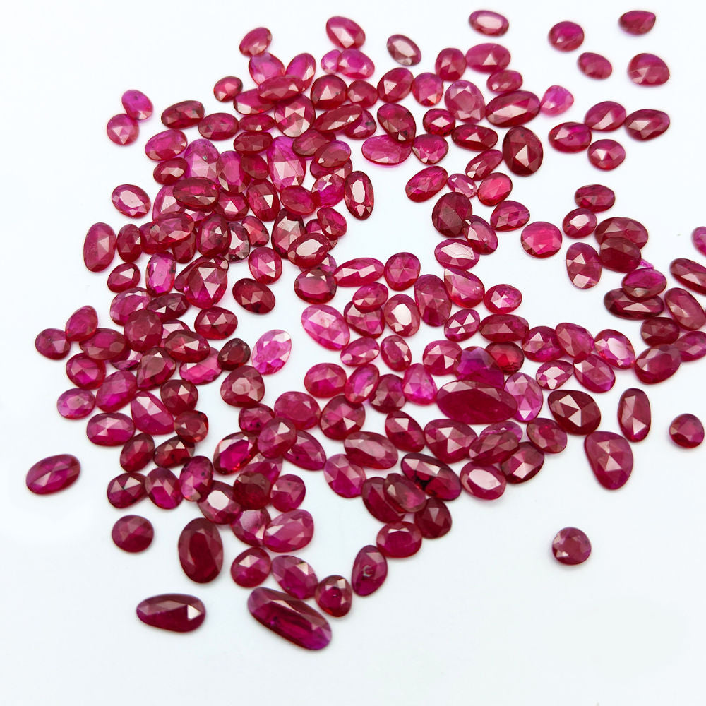 Natural Ruby (Mozambique) (Heated) 3.50x3mm to 10x4mm Mix Rose Cut Slices