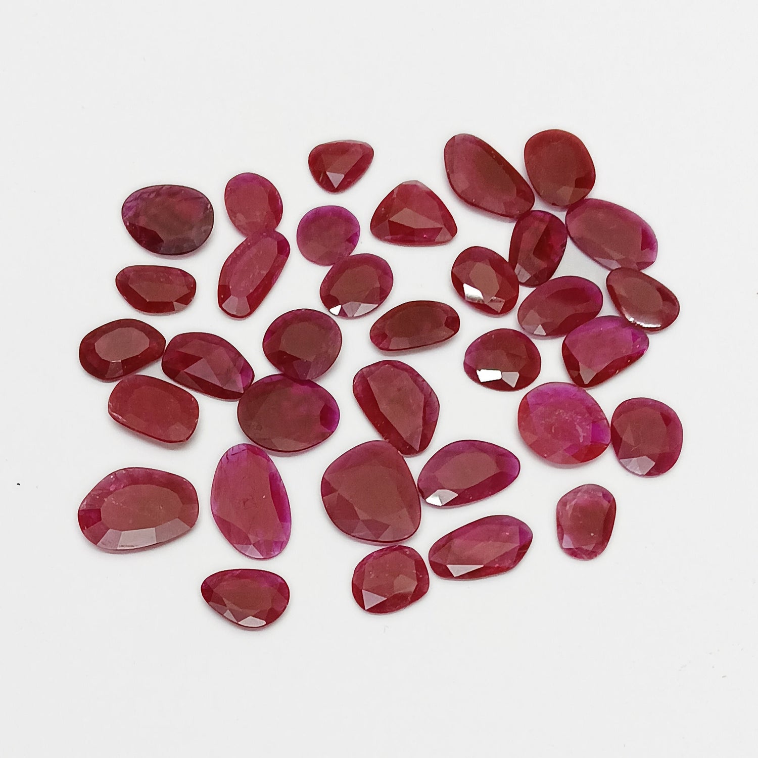 Natural Ruby (Mozambique) (Heated) 8x7mm to 12.50x9.50mm Mix Rose Cut Slices