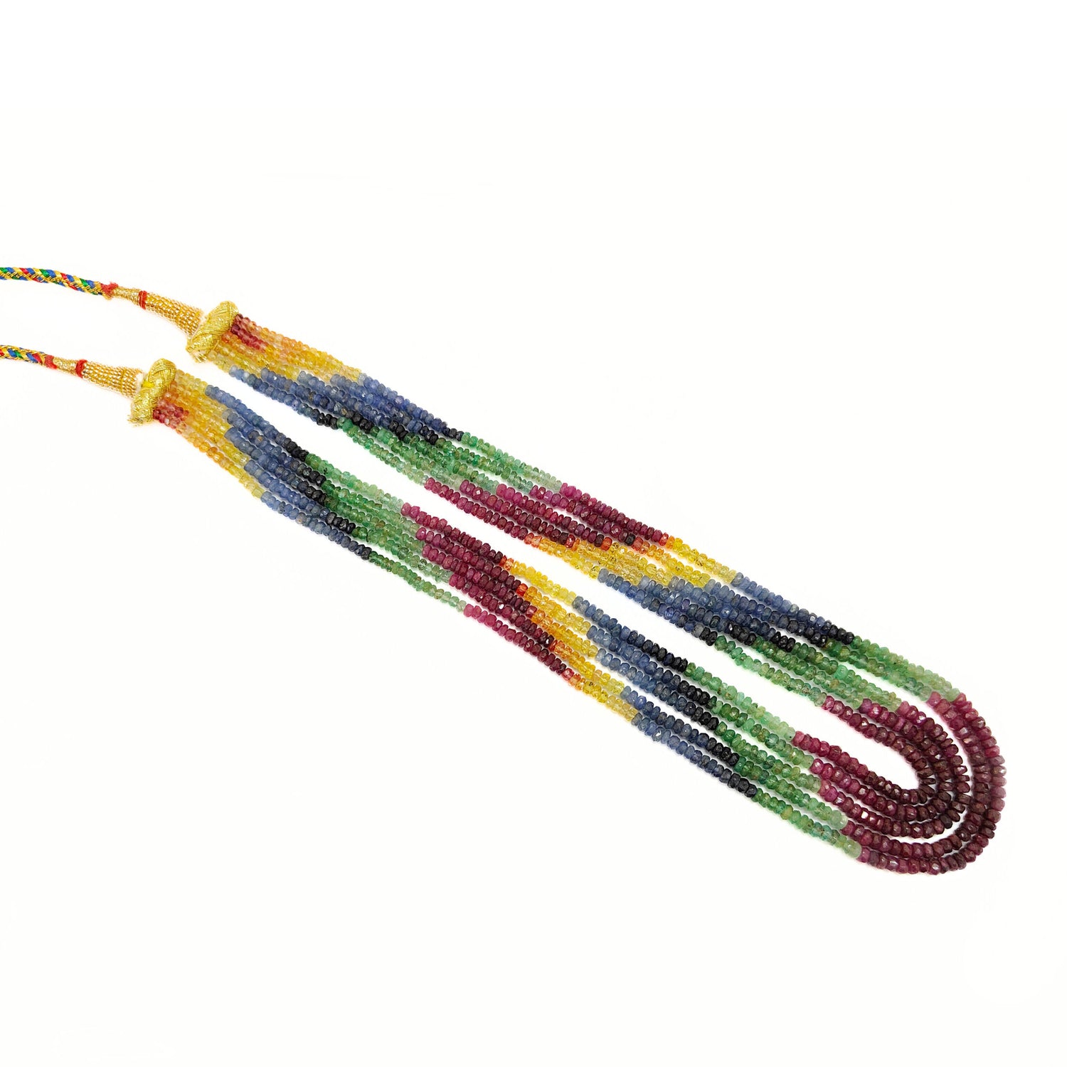 Emerald Ruby Multi Sapphire 3mm to 4mm Rondelle Faceted Beaded Necklace