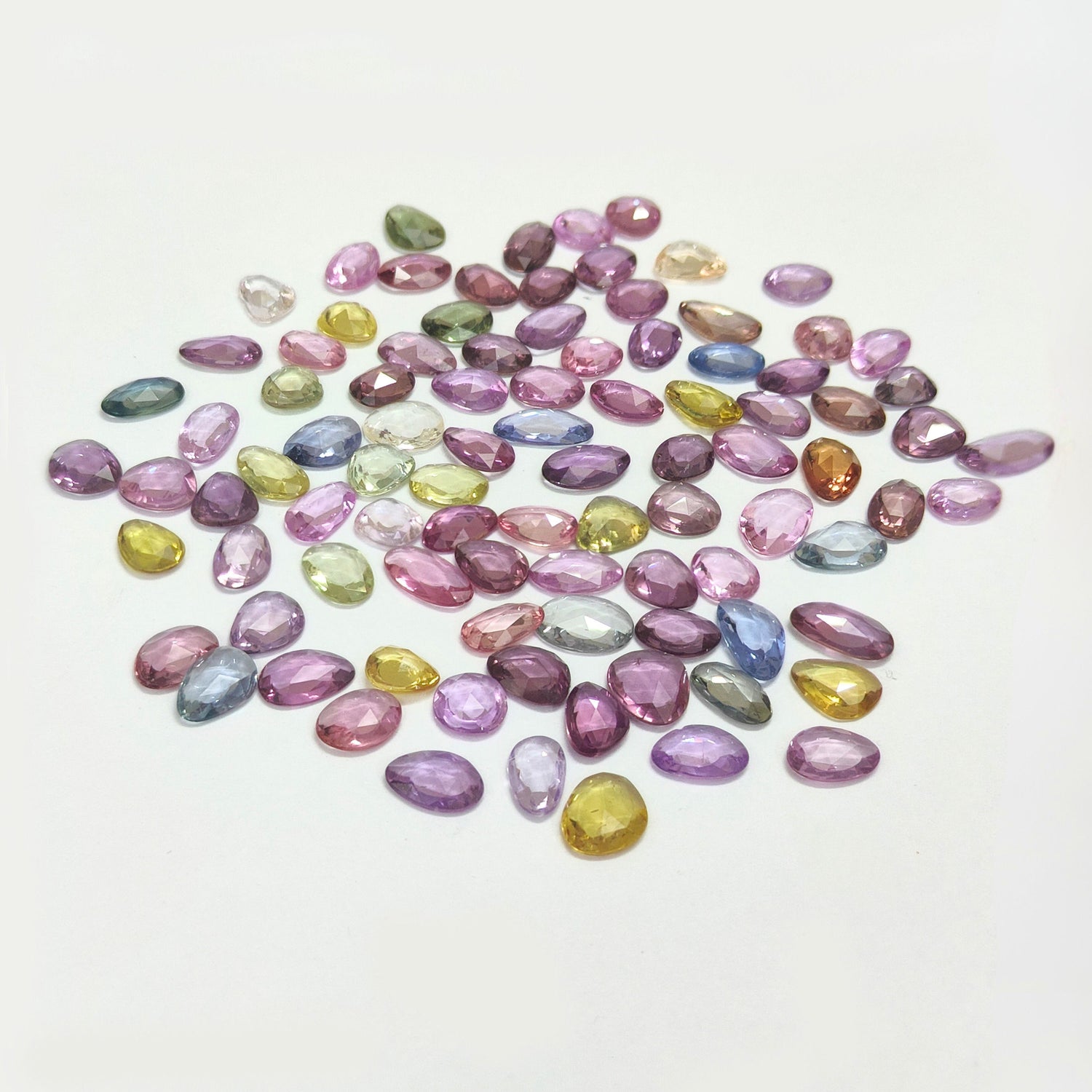 Natural Multi Sapphire (Madagascar) (Heated) 7x6.50mm to 11.50x6mm Mix Rose Cut Slices Faceted