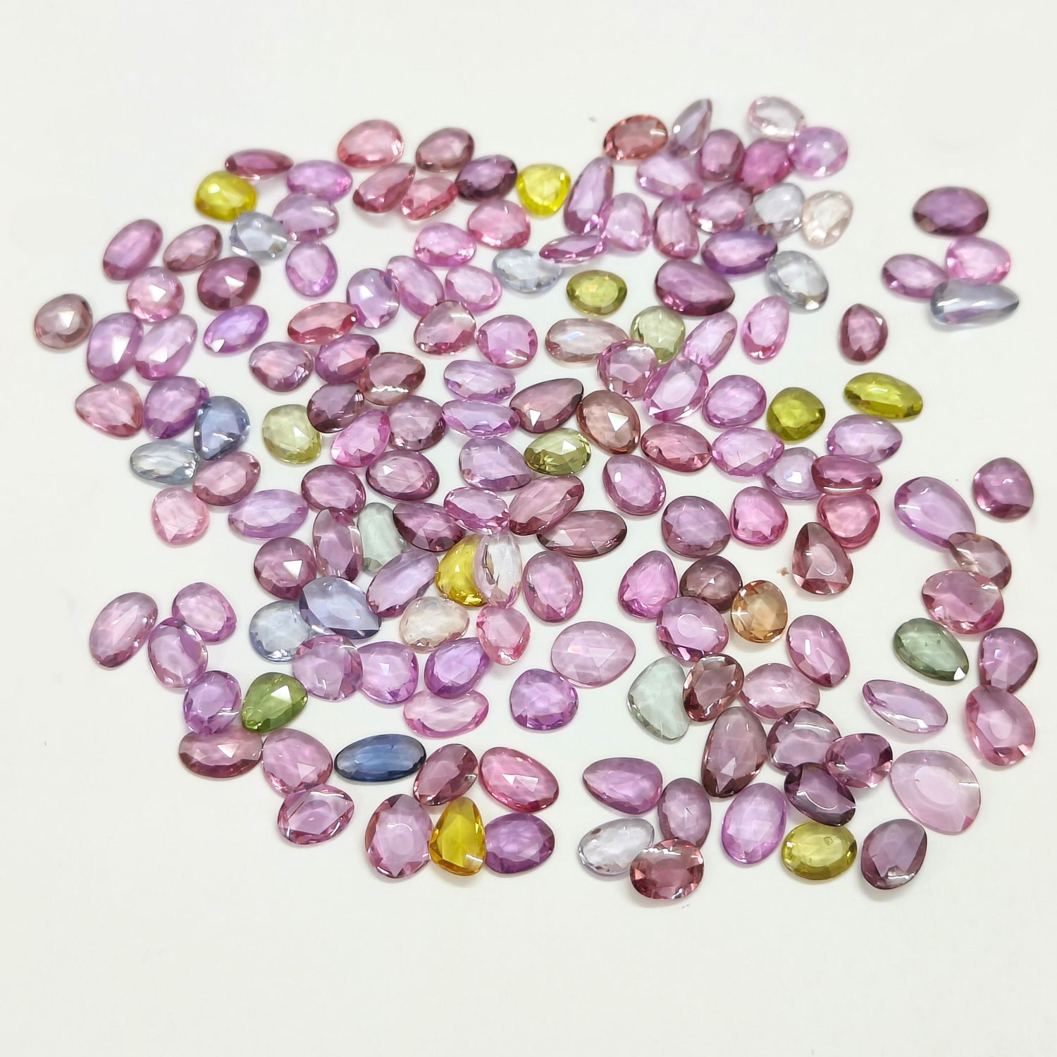 Natural Multi Sapphire (Madagascar) (Heated) 6x5.50mm to 9x7mm Mix Rose Cut Slices Faceted