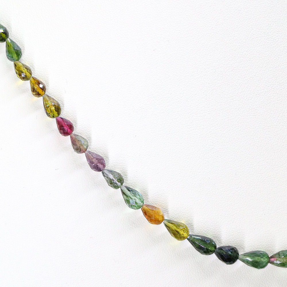 Multi Tourmaline 5x4mm to 8x5mm Drops Faceted Beaded Necklace