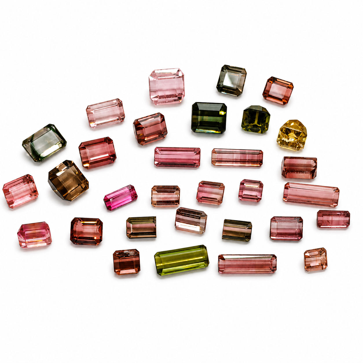Multi Tourmaline 5.20x5.20mm to 22x4.40mm Octagon Faceted
