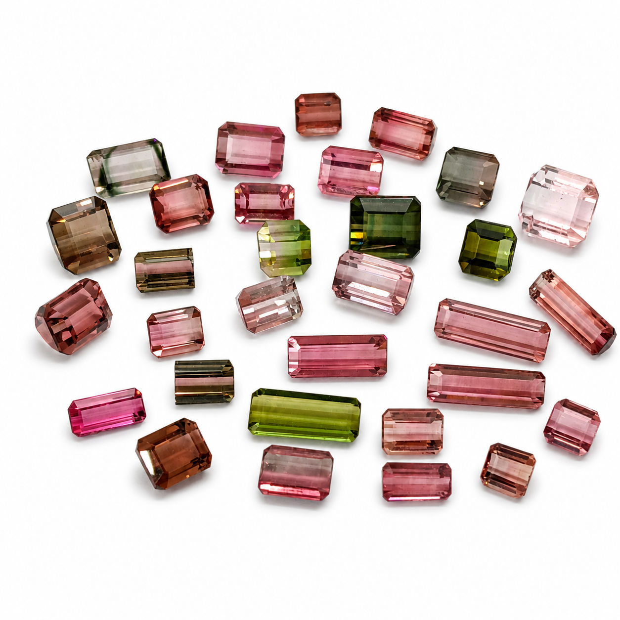 Multi Tourmaline 5.20x5.20mm to 22x4.40mm Octagon Faceted