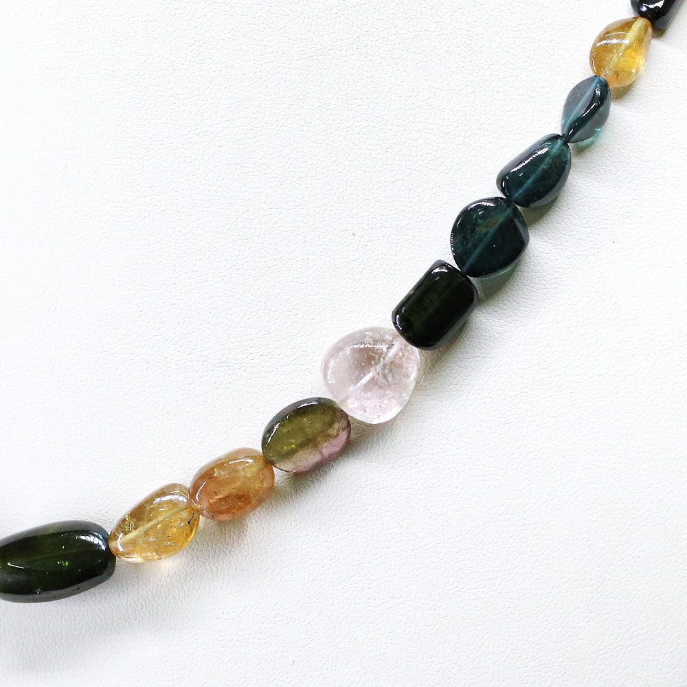 Multi Tourmaline Smooth Tumble / Nugget Beaded Necklace