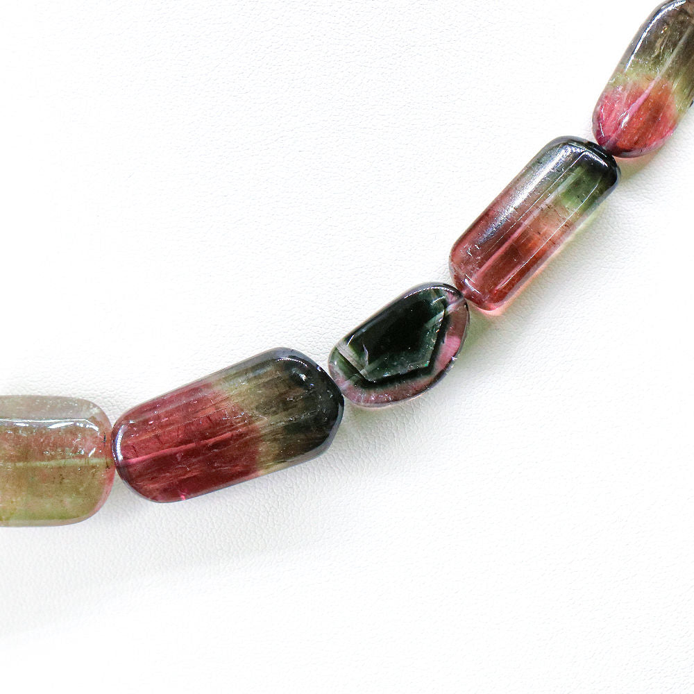 Multi Tourmaline Smooth Tumble / Nugget Beaded Necklace