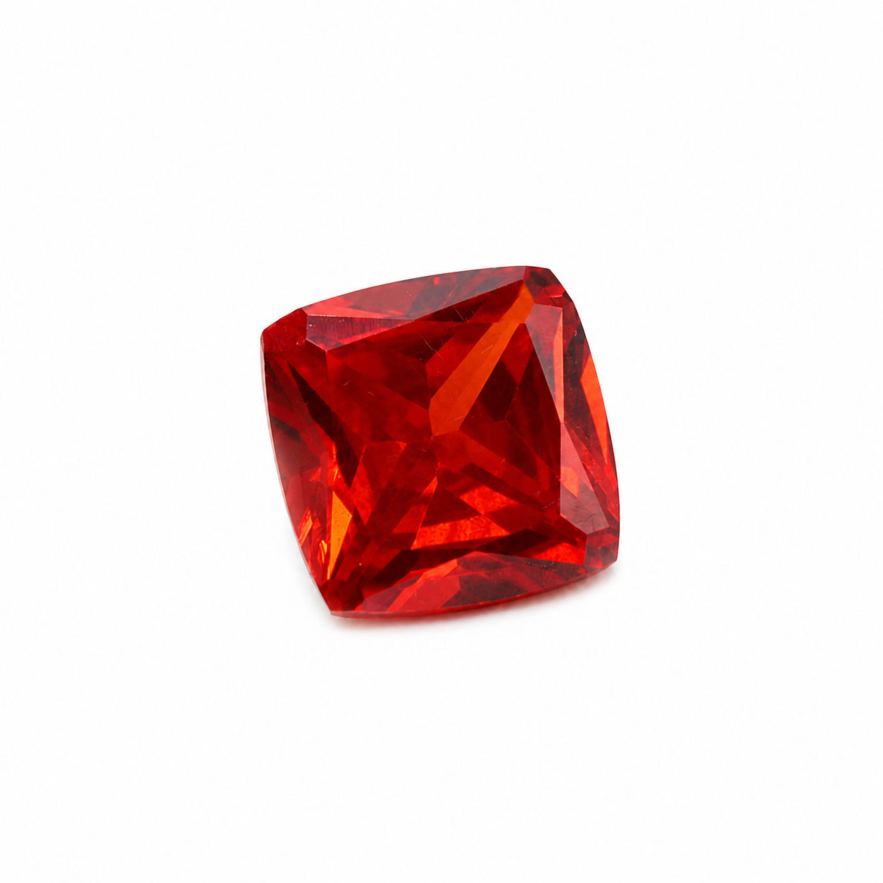 Cubic Zirconia (Orange Color) Cushion Faceted