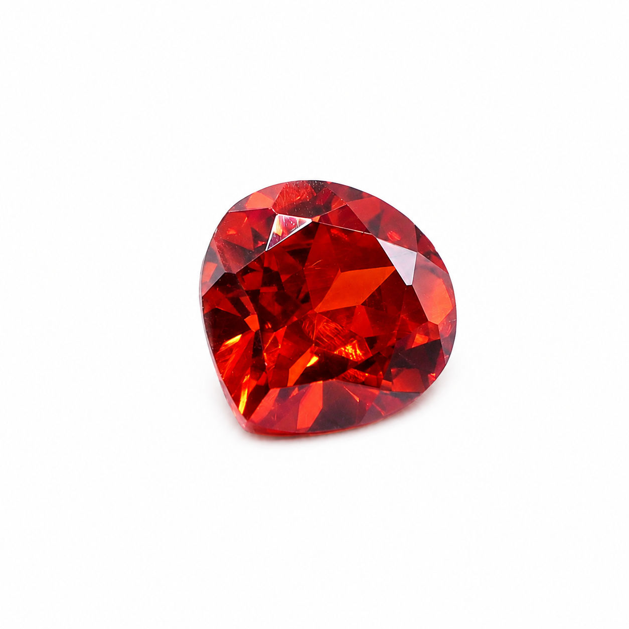 Cubic Zirconia (Orange Color) Heart Shape Faceted