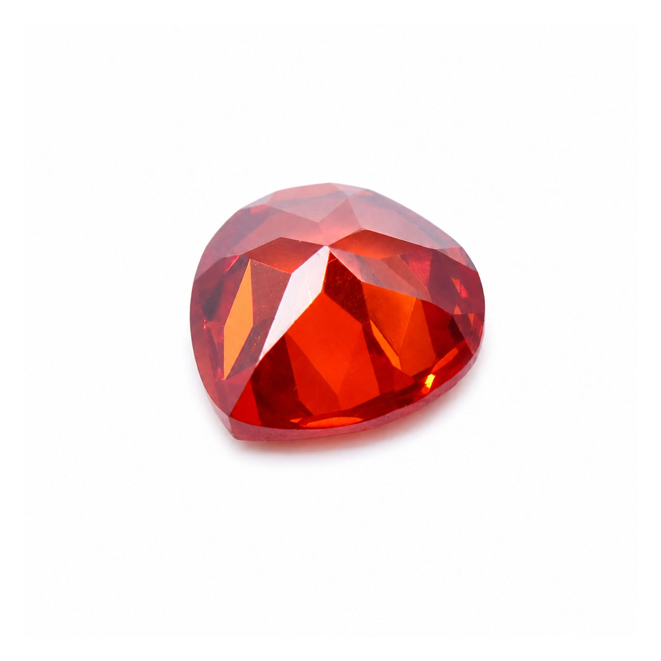 Cubic Zirconia (Orange Color) Heart Shape Faceted