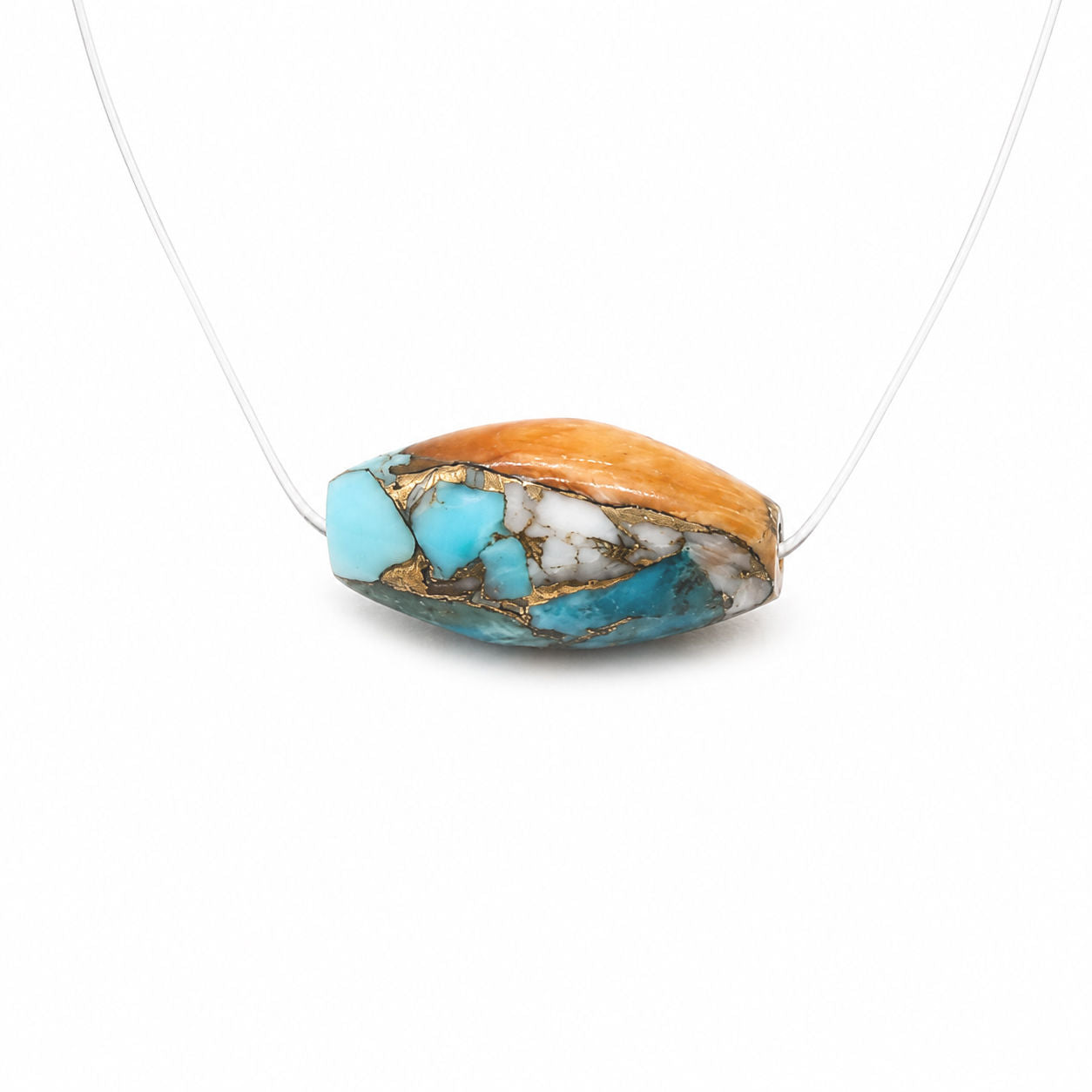 Oyster Copper Turquoise Smooth Rice (Full Drill)