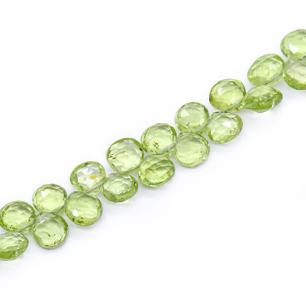 Peridot 4.50mm to 6mm Heart Shape Faceted Beads (10 Inch)