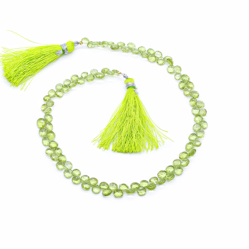 Peridot 4.50mm to 6mm Heart Shape Faceted Beads (12 Inch)