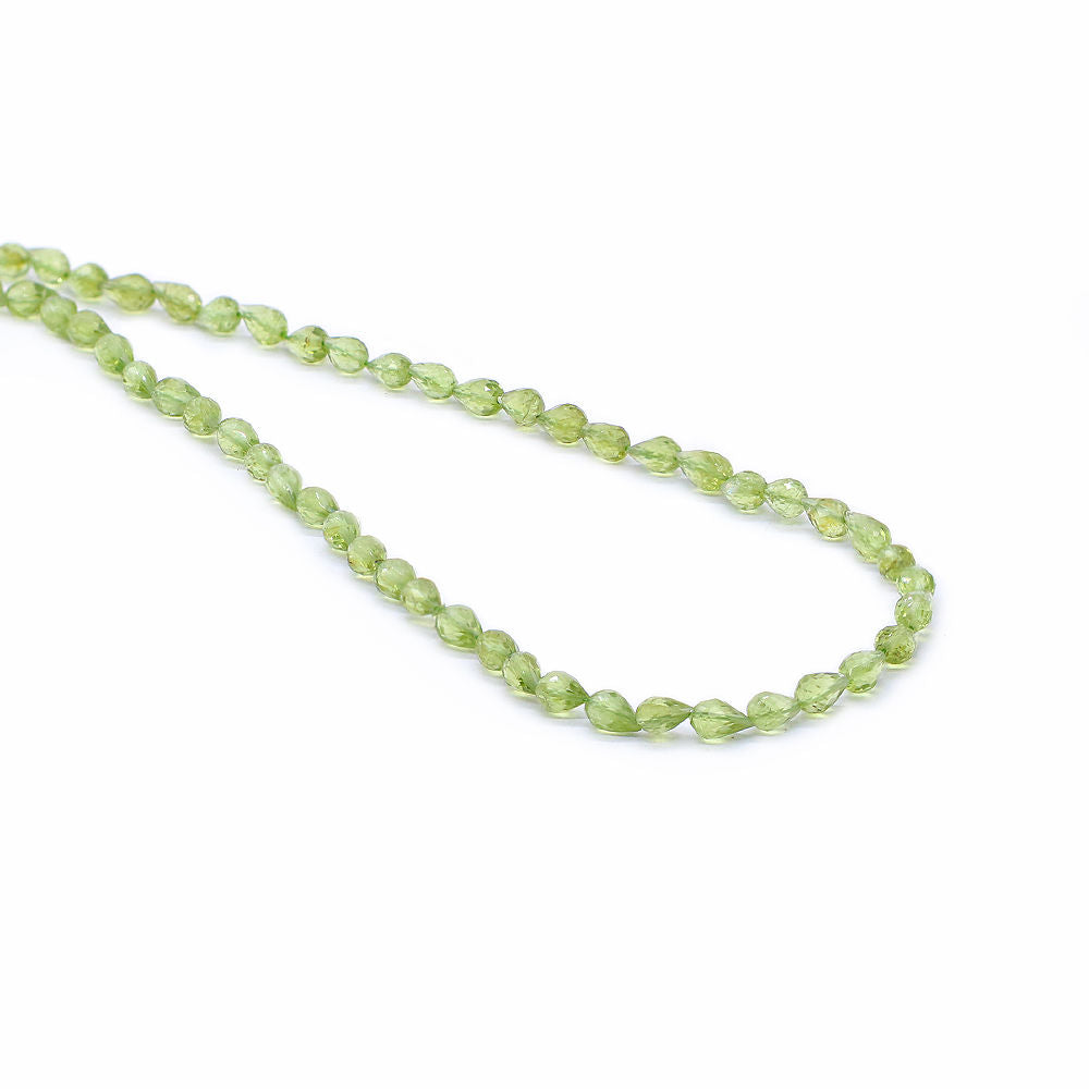 Peridot 6x4mm Drops Faceted Beads (15 Inch)