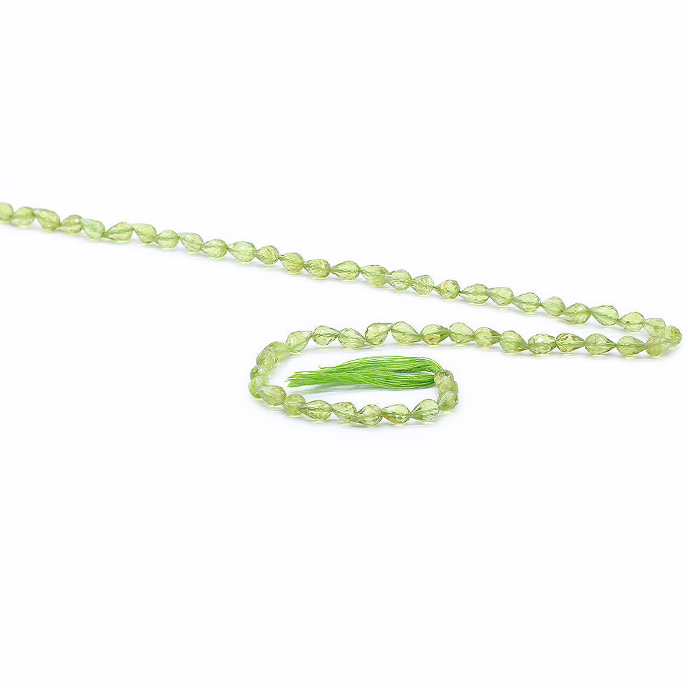 Peridot 6x4mm Drops Faceted Beads (15 Inch)