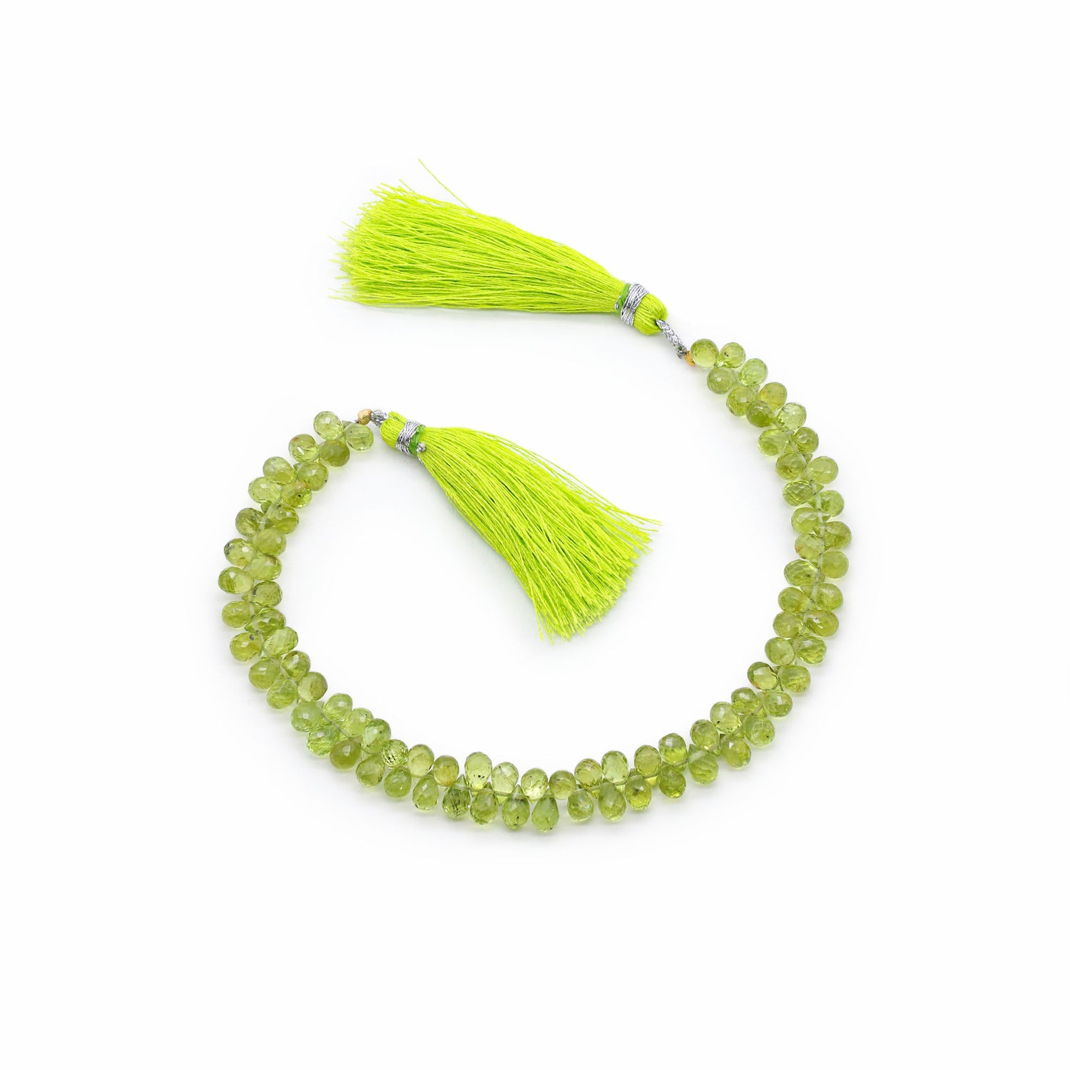 Peridot 6x4mm Drops Faceted Beads (8 Inch)