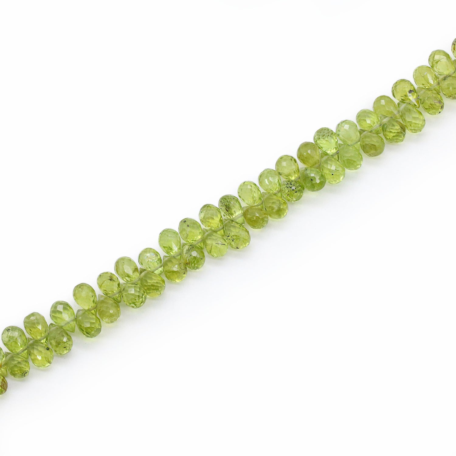 Peridot 6x4mm Drops Faceted Beads (8 Inch)