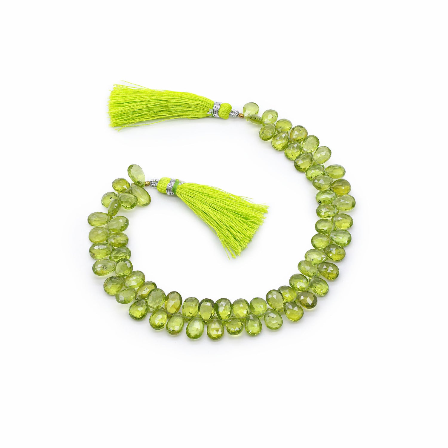 Peridot 8x6mm to 10x8mm Pear Faceted Beads (9 Inch)