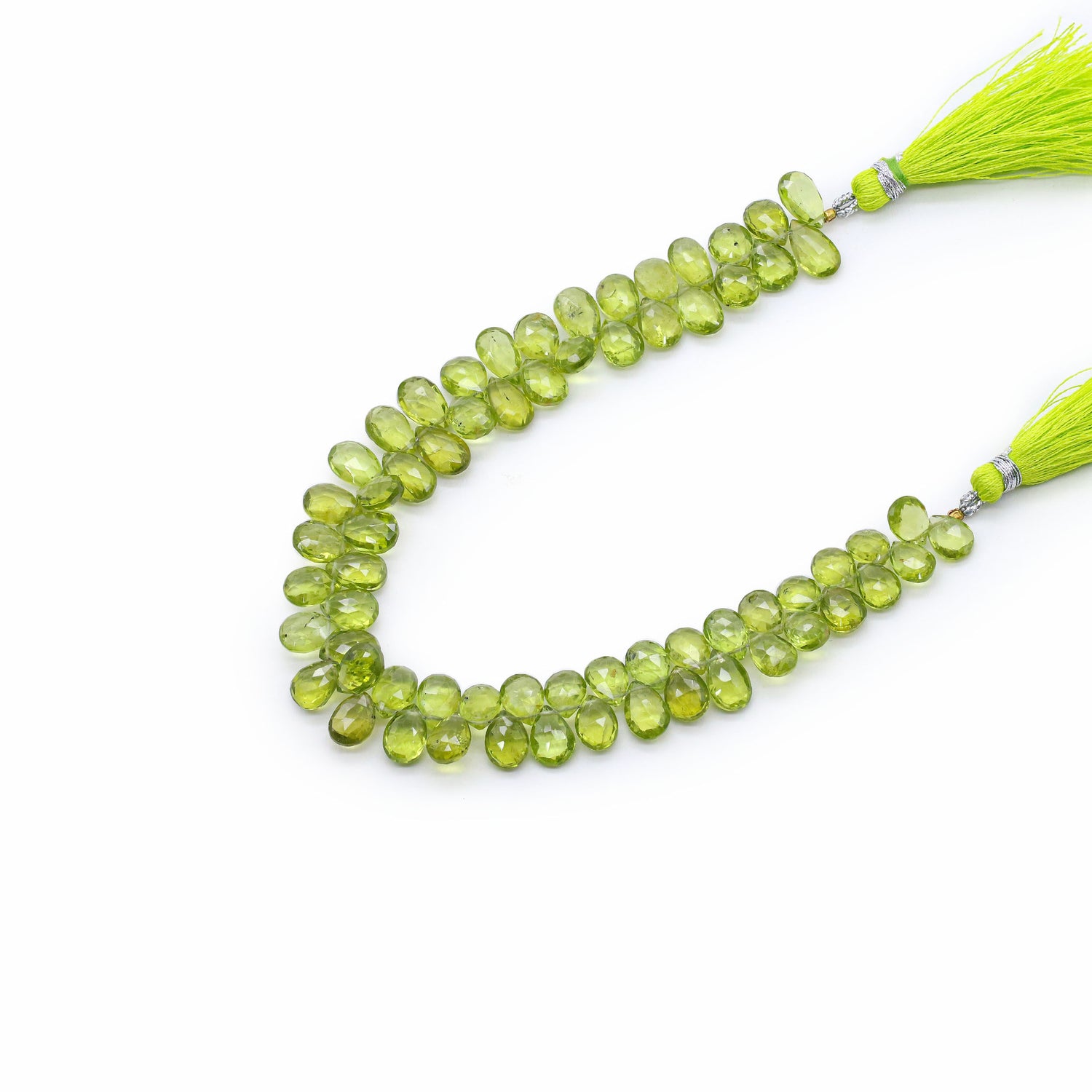 Peridot 8x6mm to 10x8mm Pear Faceted Beads (9 Inch)
