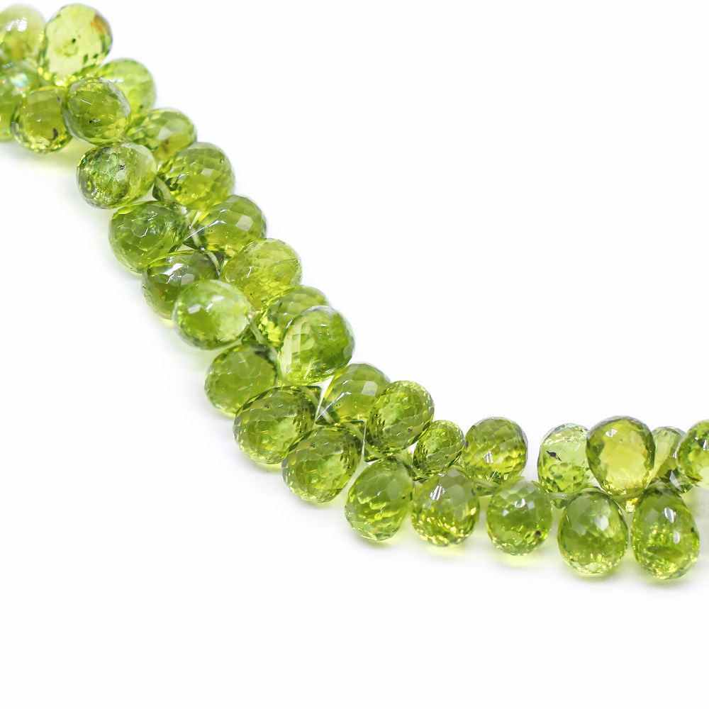 Peridot 9x6mm to 10x7mm Drops Faceted Beads (9 Inch)