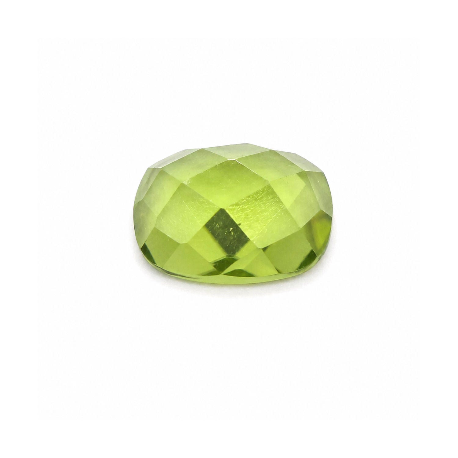Peridot Elongated Cushion Checker Cut Faceted Cab