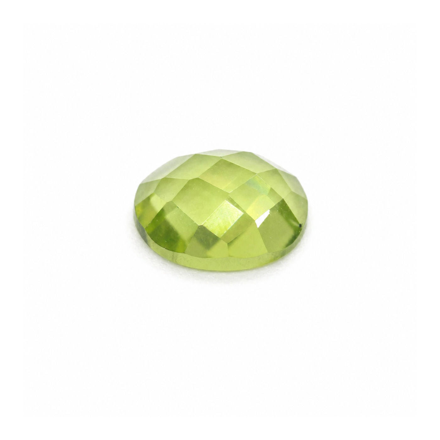 Peridot Oval Checker Cut Faceted Cab