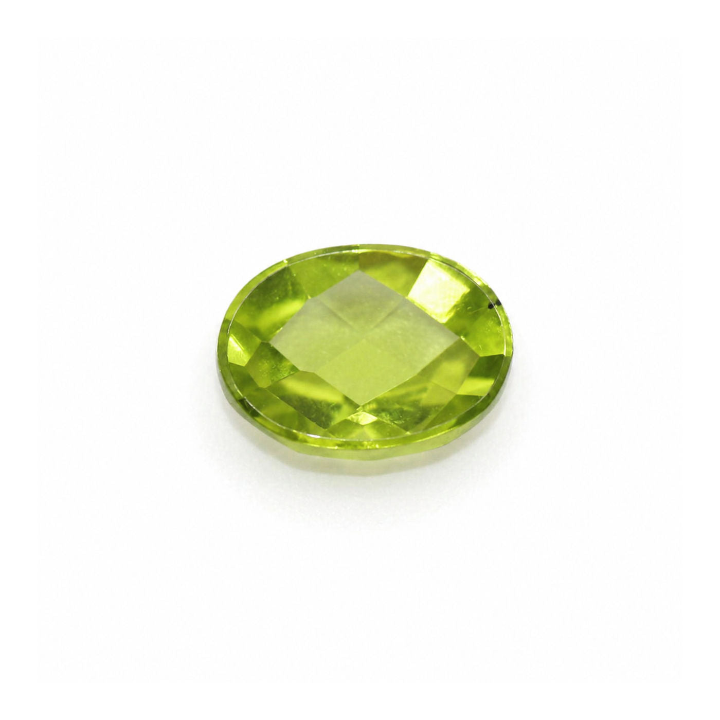 Peridot Oval Checker Cut Faceted Cab