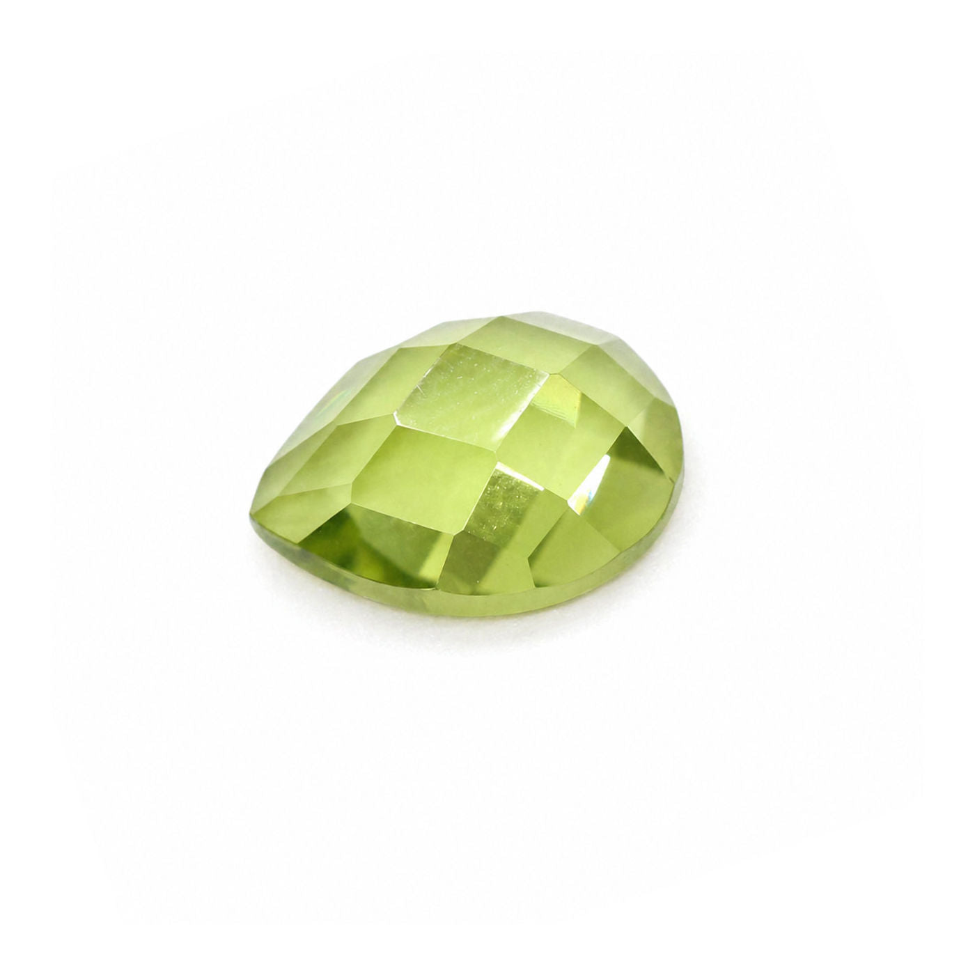 Peridot Pear Checker Cut Faceted Cab