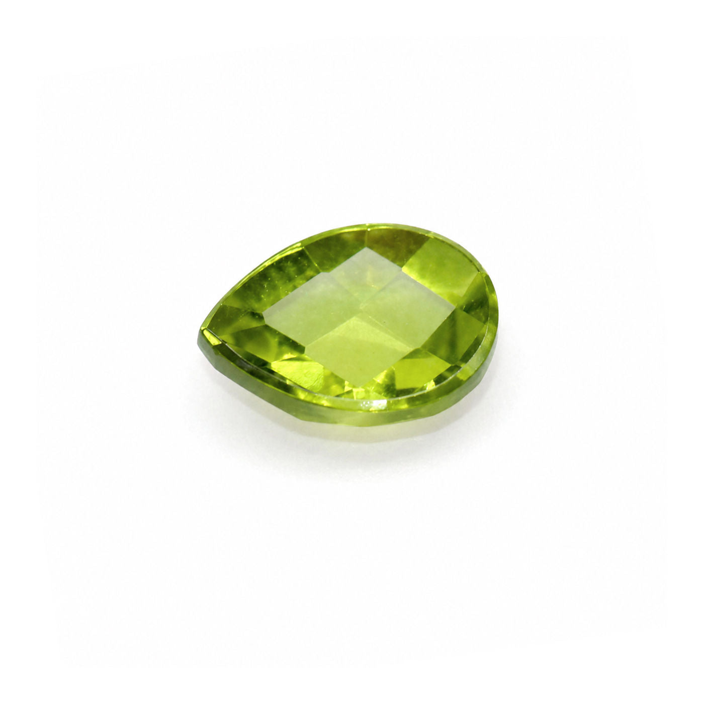 Peridot Pear Checker Cut Faceted Cab