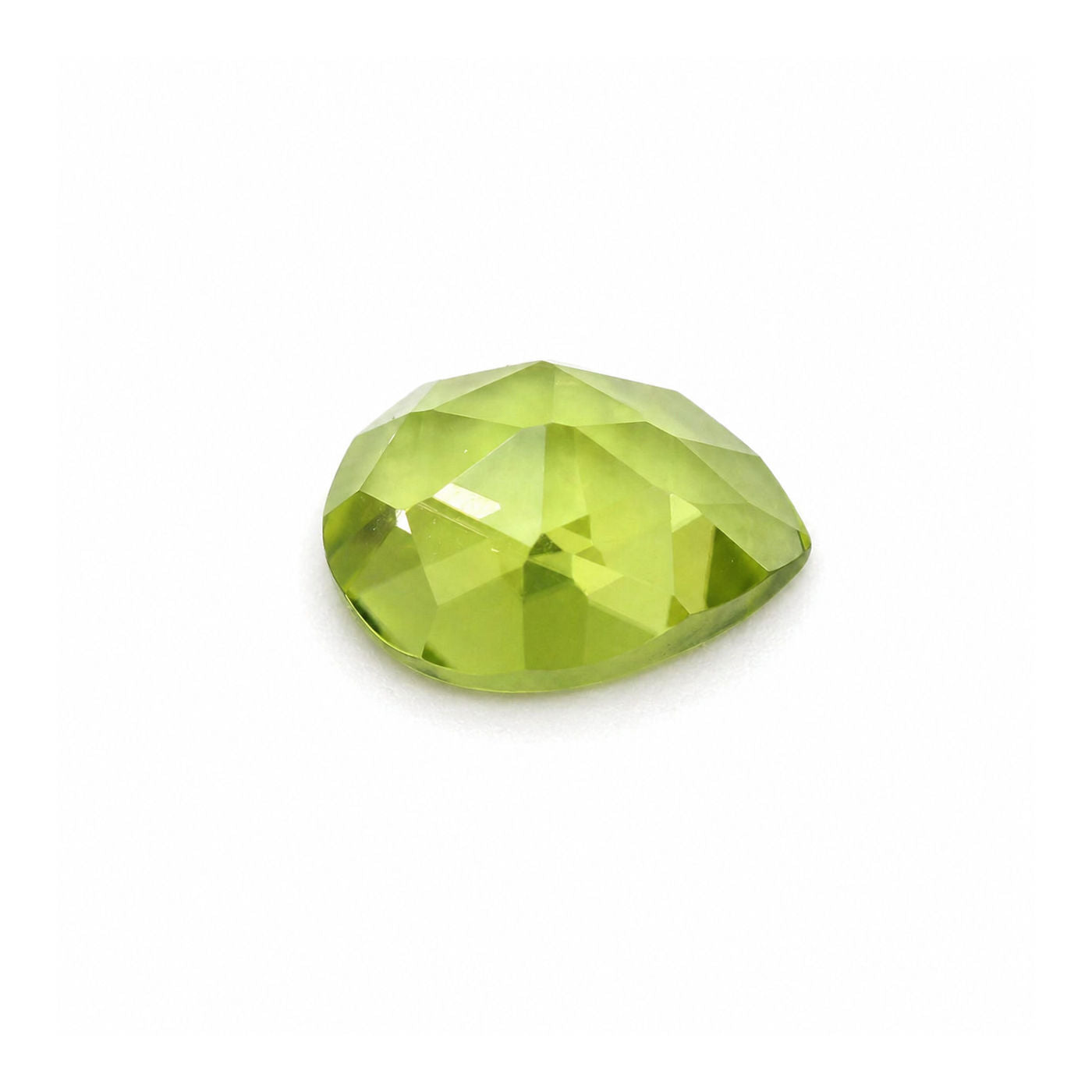 Peridot Pear Rose Cut Faceted Cab