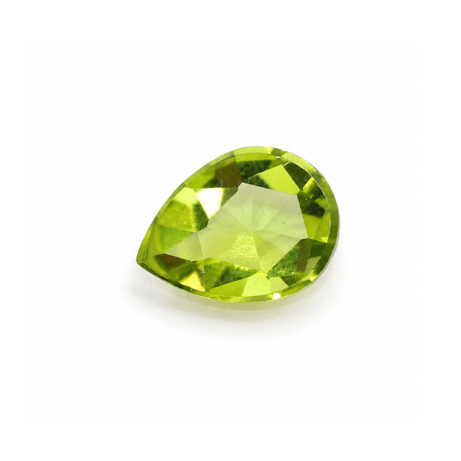 Peridot Pear Rose Cut Faceted Cab