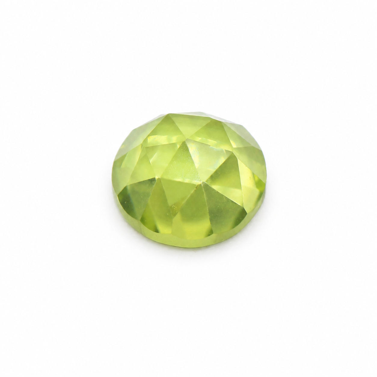 Peridot Round Rose Cut Faceted Cab