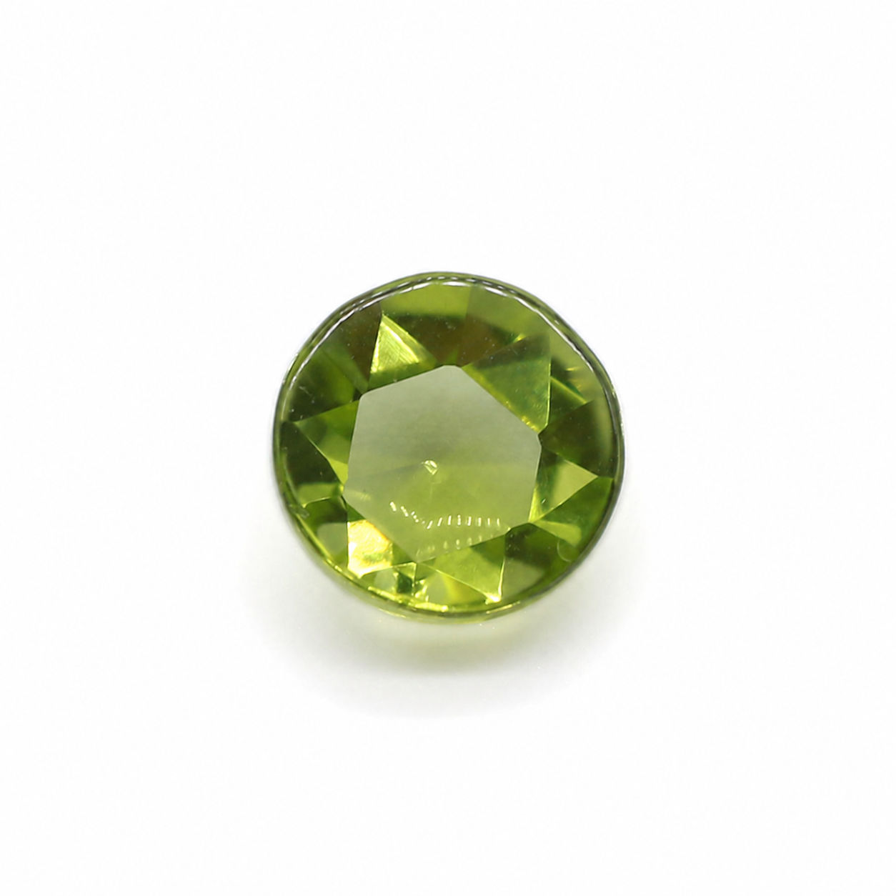 Peridot Round Rose Cut Faceted Cab