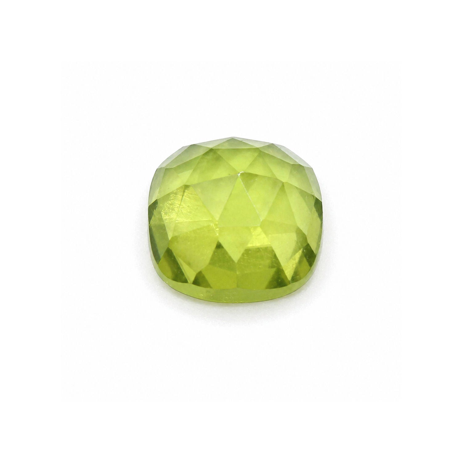 Peridot Cushion Rose Cut Faceted Cab