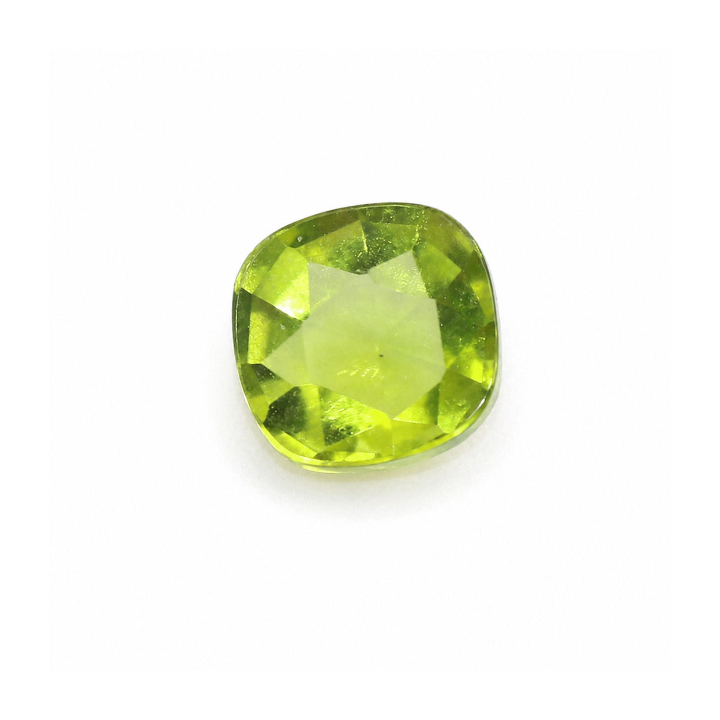 Peridot Cushion Rose Cut Faceted Cab