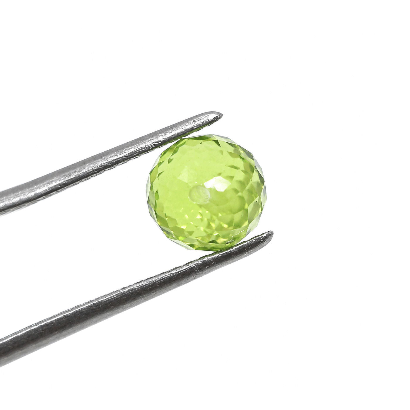 Peridot Faceted Round Balls (Half Drill)