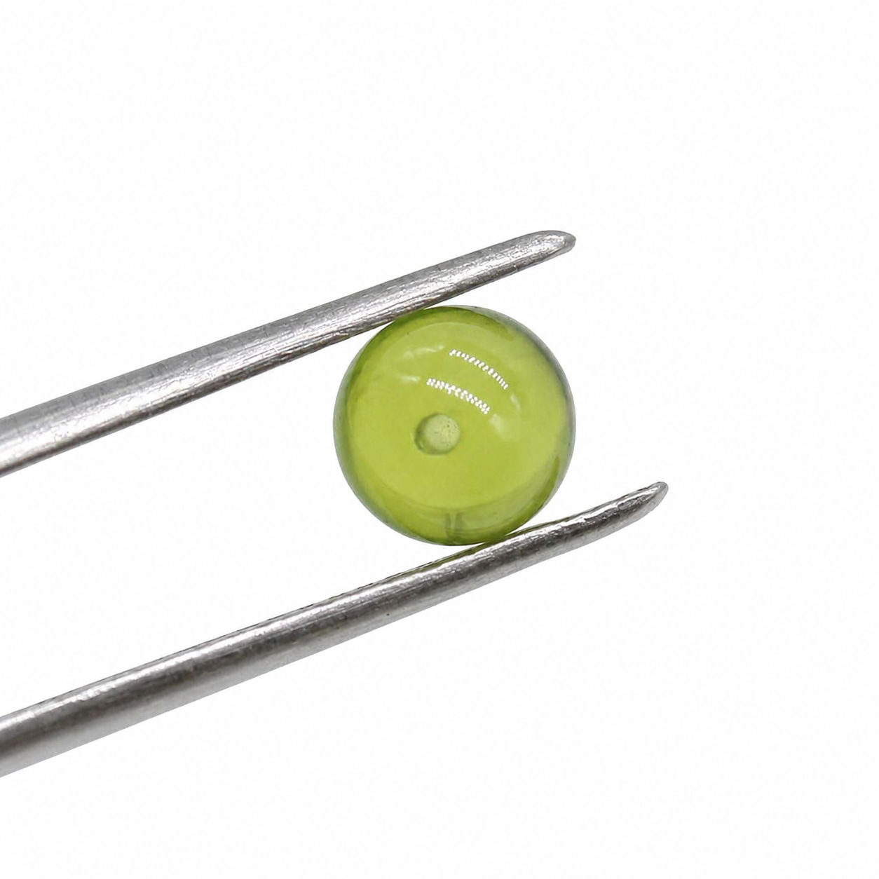 Peridot Smooth Round Balls (Half Drill)