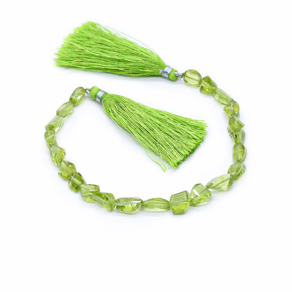 Peridot Mix Size Tumble / Nugget Faceted Beads (8 Inch)