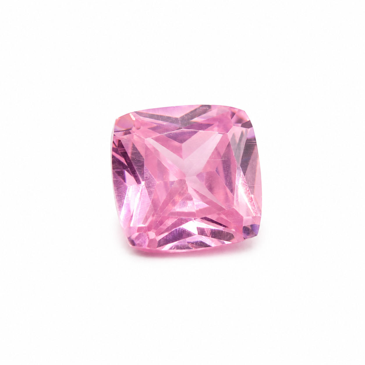Cubic Zirconia (Pink Color) Cushion Faceted