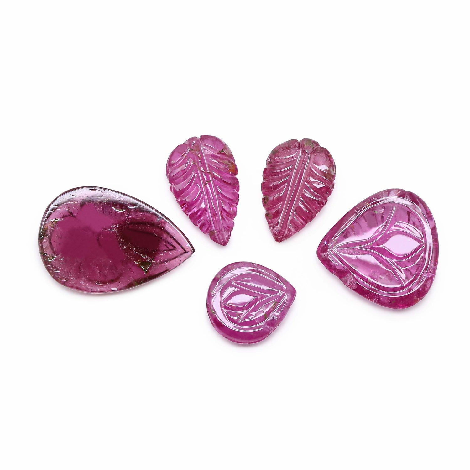 Pink Tourmaline 9x8.50mm To 16x11mm Carved Mix Shape Cabochon