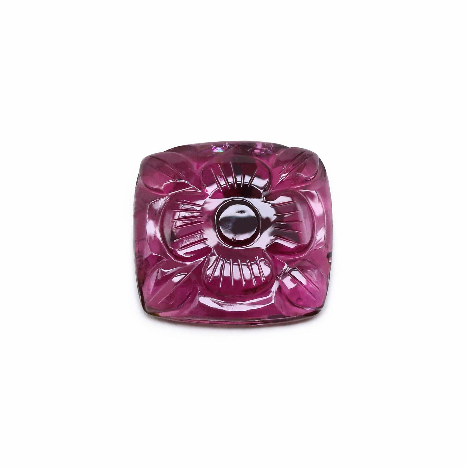Pink Tourmaline 15x14mm Carved Square