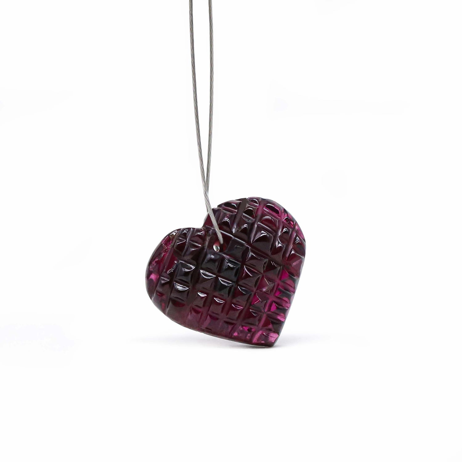 Pink Tourmaline 16x14mm Carved Heart Shape Briolette Pair
