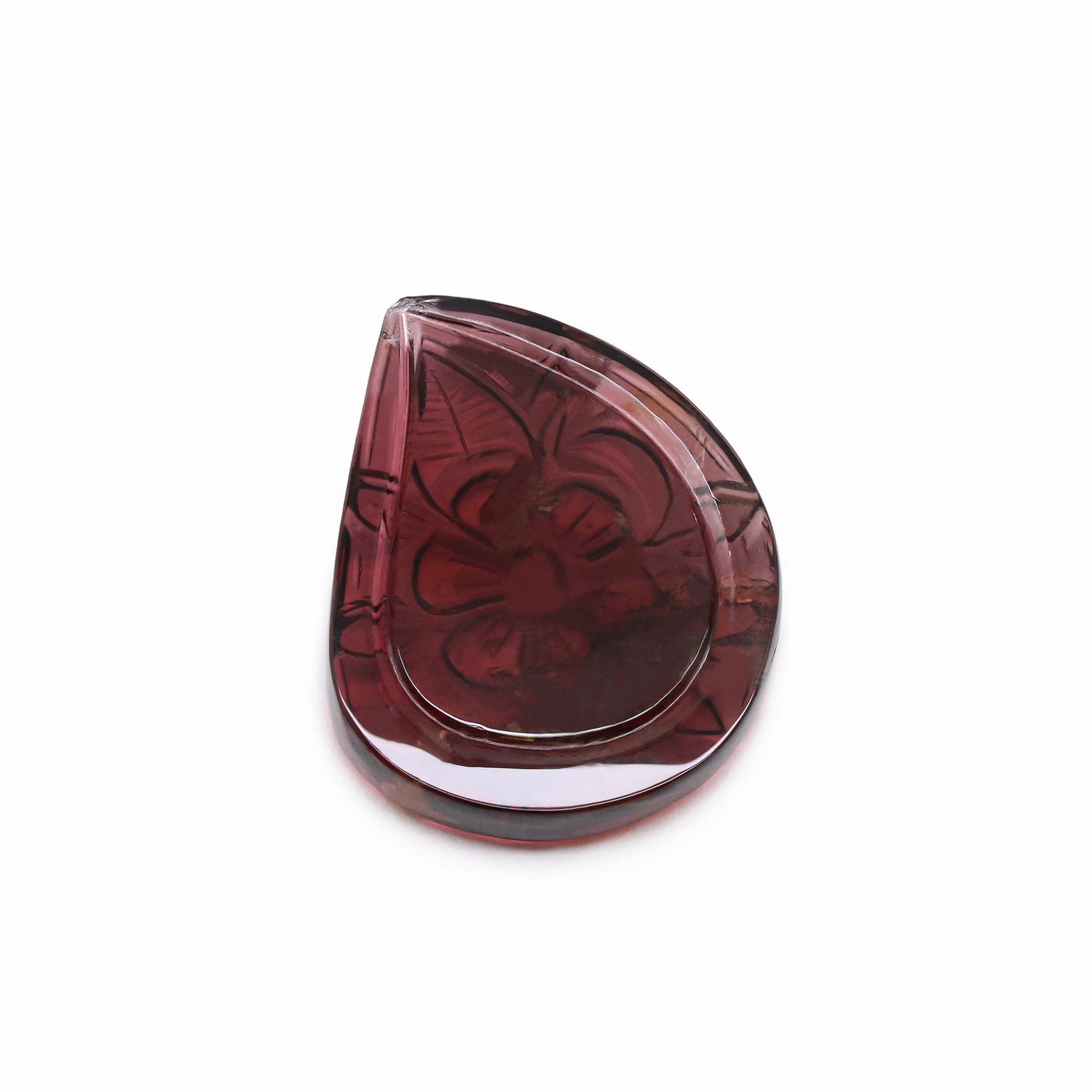 Pink Tourmaline 25x20.50mm Carved Mango Shape